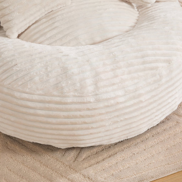 English Elm Bean Bag Sofa Oversized Corduroy Floor Lounge Chair with Armrests Pillows Foam Fill Beige W395P426811