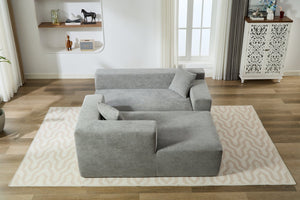 English Elm Beige Compressible Chenille Sofa with Space-Saving Vacuum Packaging, Easy-Clean, Fluffable Comfort Grey B102S00088