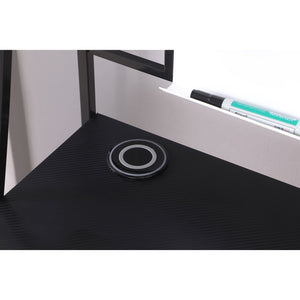 English Elm Darby Mid-Century Metal Writing Desk with Wireless Charger, USB Ports & Power Outlets in Black Gunmetal B062P351424