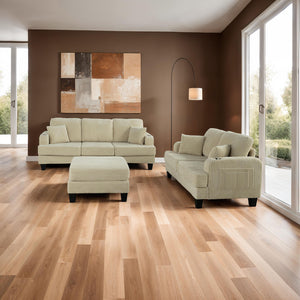 English Elm Contemporary Square Storage Ottoman with Wooden Legs — Modern Multifunctional Accent for Living Rooms Beige 32 L x 32 W x 10 H B2741P391808