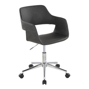 English Elm Margarite Modern Task Chair In Grey Faux Leather With Chrome Base – Ergonomic Comfort & Style B202P223922