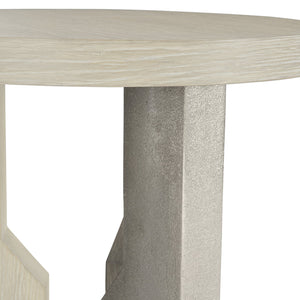 Bernhardt Bernhardt Ellis Side Table — Modern Asymmetrical White Oak Jicama Top With Shiny Nickel Leg Accent 305124