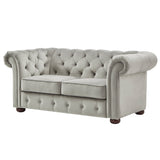 Homelegance By Top-Line Pietro Tufted Chesterfield Loveseat Grey Velvet