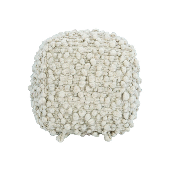 Bernhardt Bernhardt Kai Hand‑Loomed Wool Ottoman — Sculptural 18" Square Footstool, Textured Neutral Accent N1231O