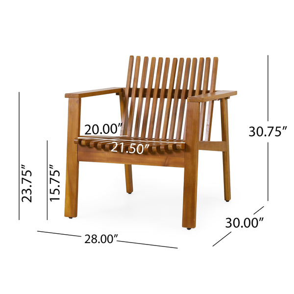English Elm Outdoor Acacia Slatted Club Chairs Set of 2 Teak Finish Patio Lounge Seating 71921.00WTC