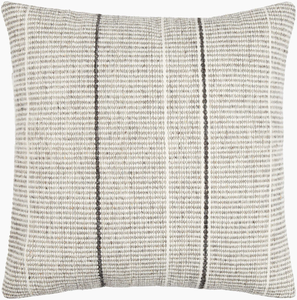 Surya Borderline Accent Pillow - 18”X18” Artisan Wool & Cotton Throw Pillow For Elegant Home Décor Taupe Wool,Cotton,Cotton Bdl001-2222p