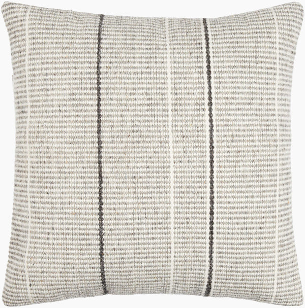 Surya Borderline Accent Pillow - 18”X18” Artisan Wool & Cotton Throw Pillow For Elegant Home Décor Taupe Wool,Cotton,Cotton Bdl001-2222p
