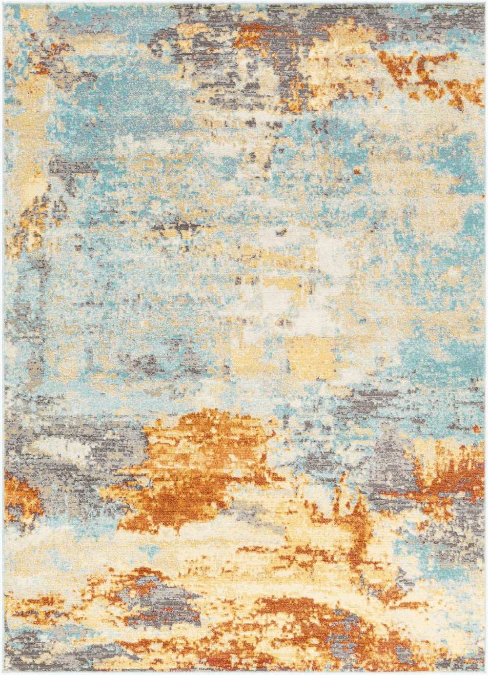 Livabliss Bodrum Geometric Low Pile Polypropylene Area Rug for Modern Living Dining Spaces Ivory, Rust 5'3" x 7'3" BDM2301-5373