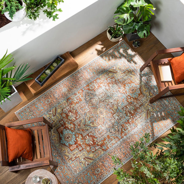 Livabliss Bodrum Traditional Patterned Polypropylene Area Rug for Living Room and Dining Spaces Rust, Ivory 8'10" x 12' BDM2312-81012