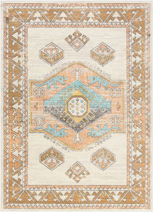 Livabliss Bodrum Global Pattern Polypropylene Area Rug Low Pile Woven for Living Rooms Dusty Coral, Iv 6'11" x 9' BDM2313-6119