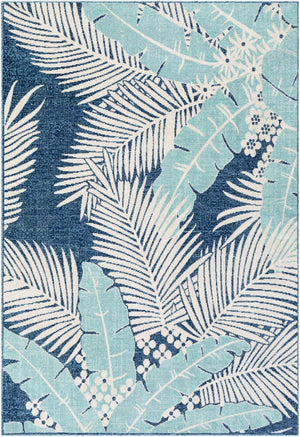 Livabliss Bodrum Coastal Polypropylene Machine Woven Rug for Indoor Outdoor Living Spaces Dark Blue, Aqua 5'3" x 7'3" BDM2324-5373
