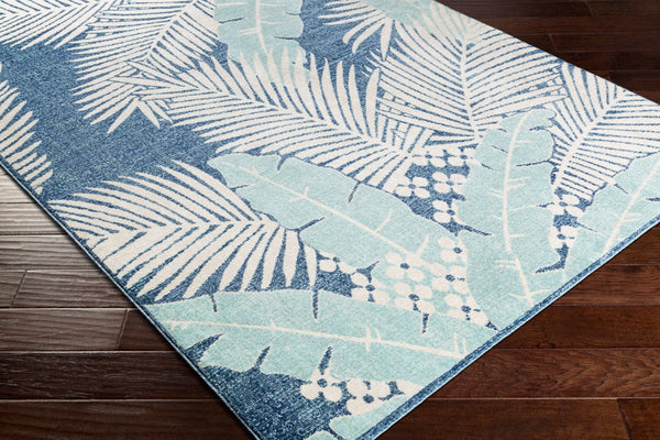 Livabliss Bodrum Coastal Polypropylene Machine Woven Rug for Indoor Outdoor Living Spaces Dark Blue, Aqua 5'3" x 7'3" BDM2324-5373