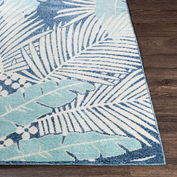 Livabliss Bodrum Coastal Polypropylene Machine Woven Rug for Indoor Outdoor Living Spaces Dark Blue, Aqua 5'3" x 7'3" BDM2324-5373