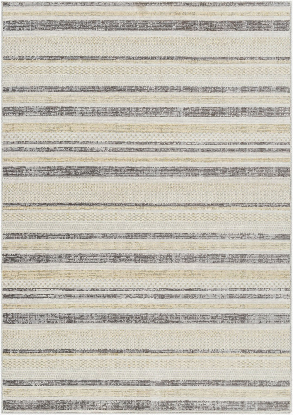 Livabliss Bodrum Coastal Polypropylene Indoor Outdoor Rug Hose Clean Low Pile Patio Living Room Cream, Light Be 5'3" x 7'3" BDM2342-5373