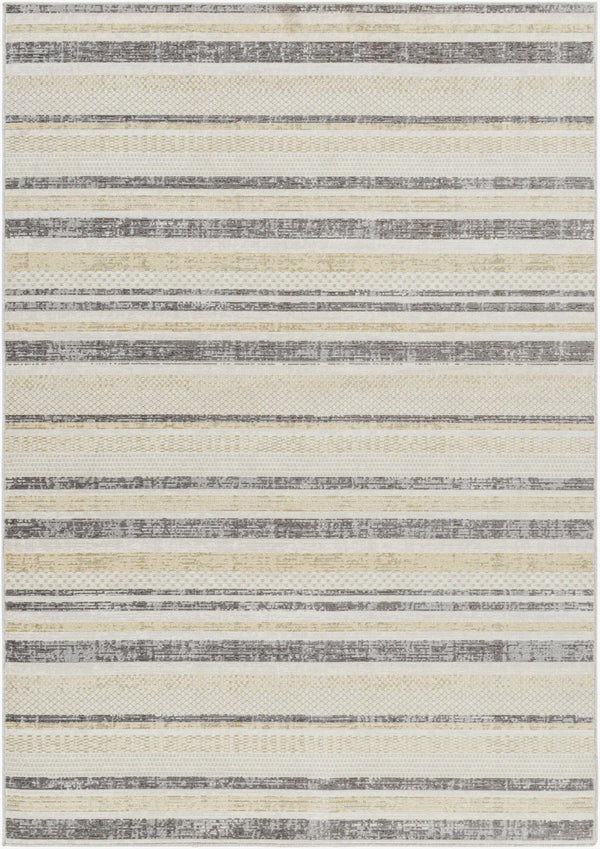 Livabliss Bodrum Coastal Polypropylene Indoor Outdoor Rug Hose Clean Low Pile Patio Living Room Cream, Light Be 5'3" x 7'3" BDM2342-5373