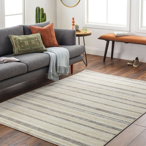 Livabliss Bodrum Coastal Polypropylene Indoor Outdoor Rug Hose Clean Low Pile Patio Living Room Cream, Light Be 5'3" x 7'3" BDM2342-5373