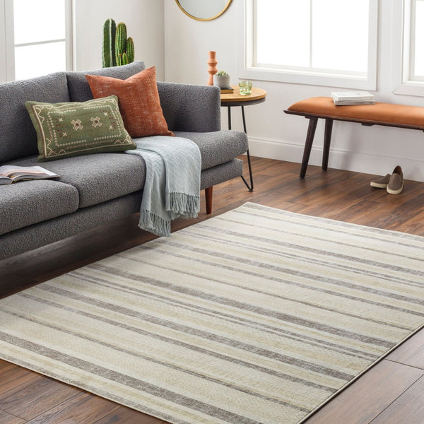 Livabliss Bodrum Coastal Polypropylene Indoor Outdoor Rug Hose Clean Low Pile Patio Living Room Cream, Light Be 5'3" x 7'3" BDM2342-5373