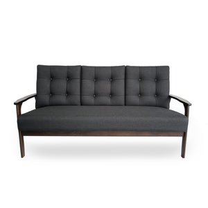 English Elm Christopher Knight Home® - Athena Charcoal Grey Mid-Century 3-Seater Waffle Stitch Tufted Sofa with Rubberwood Legs, 66" 65344.00BLK
