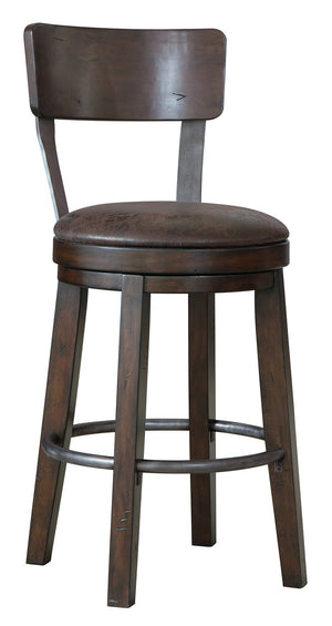 Hekman Furniture 697040 Rustic Hardwood Bar Stool With Faux Leather Seat, Swivel Design, And Aged Iron Accents Rustic Hardwood Bev Trolley Bar Stool 697040