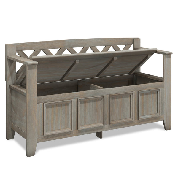 English Elm Amherst Solid Wood Entryway Storage Bench With Distressed Grey Finish, Spacious & Versatile Design B136P158338