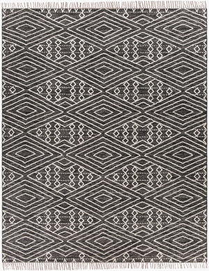 Livabliss Bedouin Artisan Wool Cotton Woven Area Rug with Fringe for Living or Dining Rooms Black, Cream 8' x 10' BDO2300-810