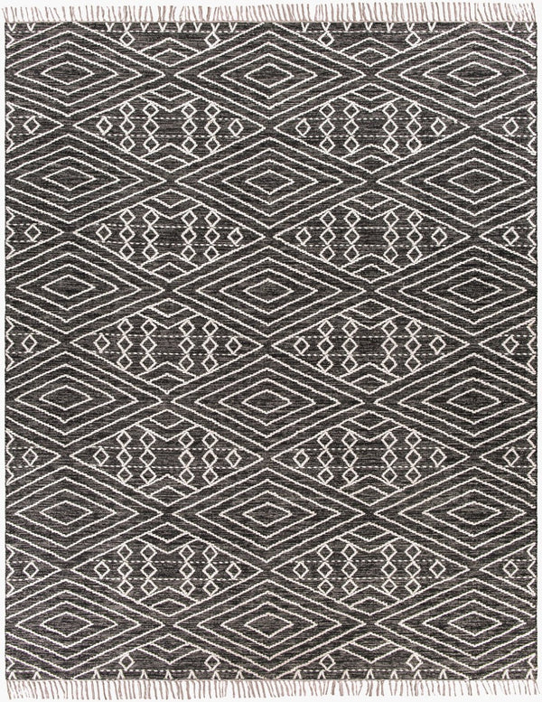 Livabliss Bedouin Artisan Wool Cotton Woven Area Rug with Fringe for Living or Dining Rooms Black, Cream 8' x 10' BDO2300-810