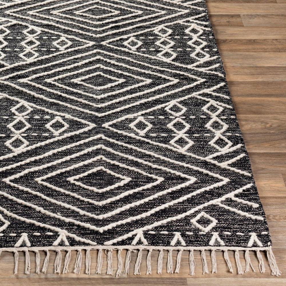 Livabliss Bedouin Artisan Wool Cotton Woven Area Rug with Fringe for Living or Dining Rooms Black, Cream 8' x 10' BDO2300-810