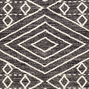 Livabliss Bedouin Artisan Wool Cotton Woven Area Rug with Fringe for Living or Dining Rooms Black, Cream 5' x 7'6" BDO2300-576