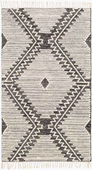 Livabliss Bedouin Handwoven Wool Cotton Flatweave Area Rug with Fringe for Bohemian Living Rooms Black, Cream 12' x 15' BDO2302-1215