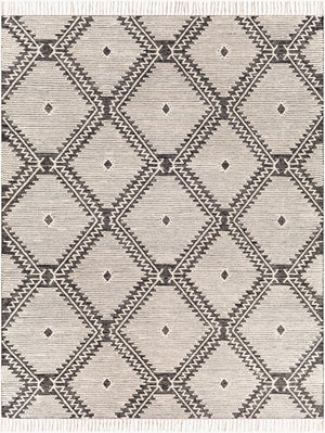 Livabliss Bedouin Handwoven Wool Cotton Flatweave Area Rug with Fringe for Bohemian Living Rooms Black, Cream 8' x 10' BDO2302-810
