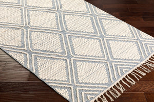 Surya Bedouin 2' X 3' Handmade Wool-cotton Rug – Unique Global Flair, Durable No-pile Design, Fringe Accent Denim Cotton,Wool Bdo2305-268