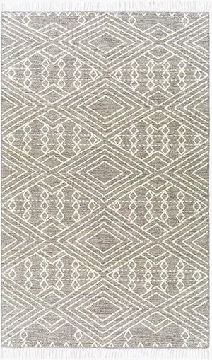 Surya Bedouin 2' X 3' Handmade Wool-cotton Rug – Unique Global Flair, Durable No-pile Design, Fringe Accent Medium Gray Cotton,Wool Bdo2306-35