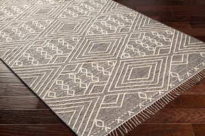 Surya Bedouin 2' X 3' Handmade Wool-cotton Rug – Unique Global Flair, Durable No-pile Design, Fringe Accent Medium Gray Cotton,Wool Bdo2306-35
