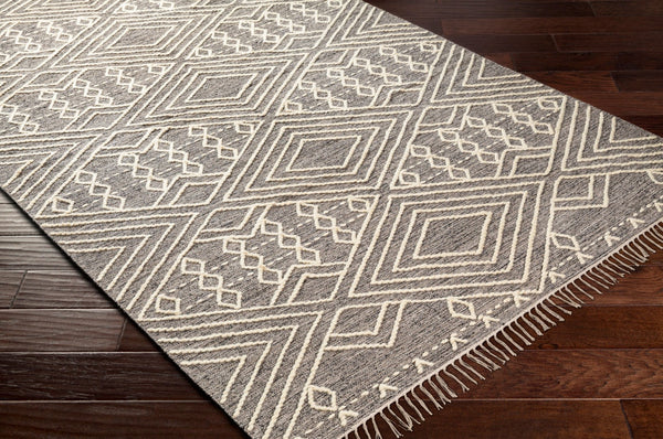 Surya Bedouin 2' X 3' Handmade Wool-cotton Rug – Unique Global Flair, Durable No-pile Design, Fringe Accent Medium Gray Cotton,Wool Bdo2306-35
