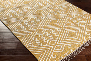 Surya Bedouin 2' X 3' Handmade Wool-cotton Rug – Unique Global Flair, Durable No-pile Design, Fringe Accent Mustard Cotton,Wool Bdo2307-35