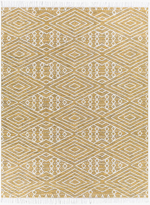 Surya Bedouin 2' X 3' Handmade Wool-cotton Rug – Unique Global Flair, Durable No-pile Design, Fringe Accent Mustard Cotton,Wool Bdo2307-35