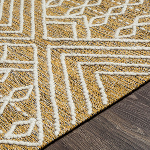 Surya Bedouin 2' X 3' Handmade Wool-cotton Rug – Unique Global Flair, Durable No-pile Design, Fringe Accent Mustard Cotton,Wool Bdo2307-35