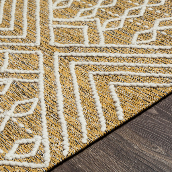 Surya Bedouin 2' X 3' Handmade Wool-cotton Rug – Unique Global Flair, Durable No-pile Design, Fringe Accent Mustard Cotton,Wool Bdo2307-35
