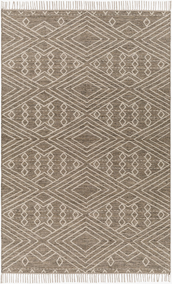 Surya Bedouin 2' X 3' Handmade Wool-cotton Rug – Unique Global Flair, Durable No-pile Design, Fringe Accent Taupe Cotton,Wool Bdo2308-23