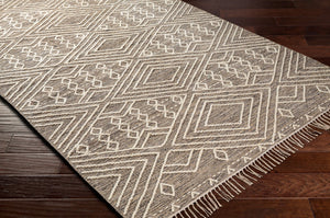 Surya Bedouin 2' X 3' Handmade Wool-cotton Rug – Unique Global Flair, Durable No-pile Design, Fringe Accent Taupe Cotton,Wool Bdo2308-23