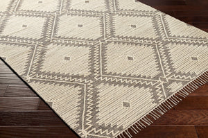 Surya Bedouin 2' X 3' Handmade Wool-cotton Rug – Unique Global Flair, Durable No-pile Design, Fringe Accent Medium Gray Cotton,Wool Bdo2310-23