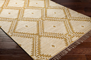 Surya Bedouin 2' X 3' Handmade Wool-cotton Rug – Unique Global Flair, Durable No-pile Design, Fringe Accent Mustard Cotton,Wool Bdo2311-23