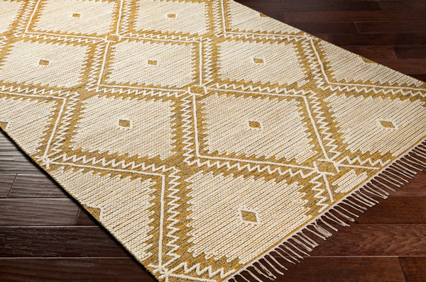 Surya Bedouin 2' X 3' Handmade Wool-cotton Rug – Unique Global Flair, Durable No-pile Design, Fringe Accent Mustard Cotton,Wool Bdo2311-23