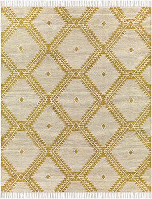 Surya Bedouin 2' X 3' Handmade Wool-cotton Rug – Unique Global Flair, Durable No-pile Design, Fringe Accent Mustard Cotton,Wool Bdo2311-23