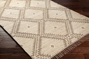 Surya Bedouin 2' X 3' Handmade Wool-cotton Rug – Unique Global Flair, Durable No-pile Design, Fringe Accent Taupe Cotton,Wool Bdo2312-35