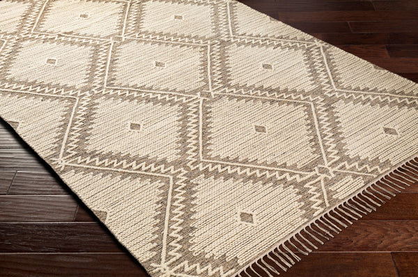 Surya Bedouin 2' X 3' Handmade Wool-cotton Rug – Unique Global Flair, Durable No-pile Design, Fringe Accent Taupe Cotton,Wool Bdo2312-35