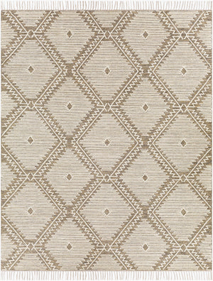 Surya Bedouin 2' X 3' Handmade Wool-cotton Rug – Unique Global Flair, Durable No-pile Design, Fringe Accent Taupe Cotton,Wool Bdo2312-35