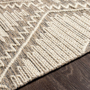 Surya Bedouin 2' X 3' Handmade Wool-cotton Rug – Unique Global Flair, Durable No-pile Design, Fringe Accent Taupe Cotton,Wool Bdo2312-35