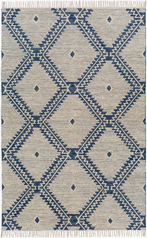 Surya Bedouin 2' X 3' Handmade Wool-cotton Rug – Unique Global Flair, Durable No-pile Design, Fringe Accent Blue Cotton,Wool Bdo2313-35