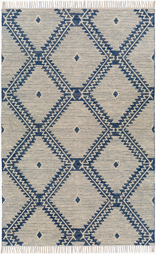 Surya Bedouin 2' X 3' Handmade Wool-cotton Rug – Unique Global Flair, Durable No-pile Design, Fringe Accent Blue Cotton,Wool Bdo2313-35